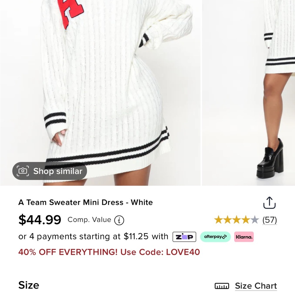 A Team Sweater Mini Dress - White and Black